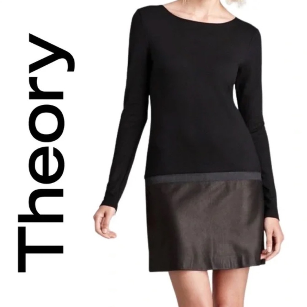 Theory petite leather combo dress